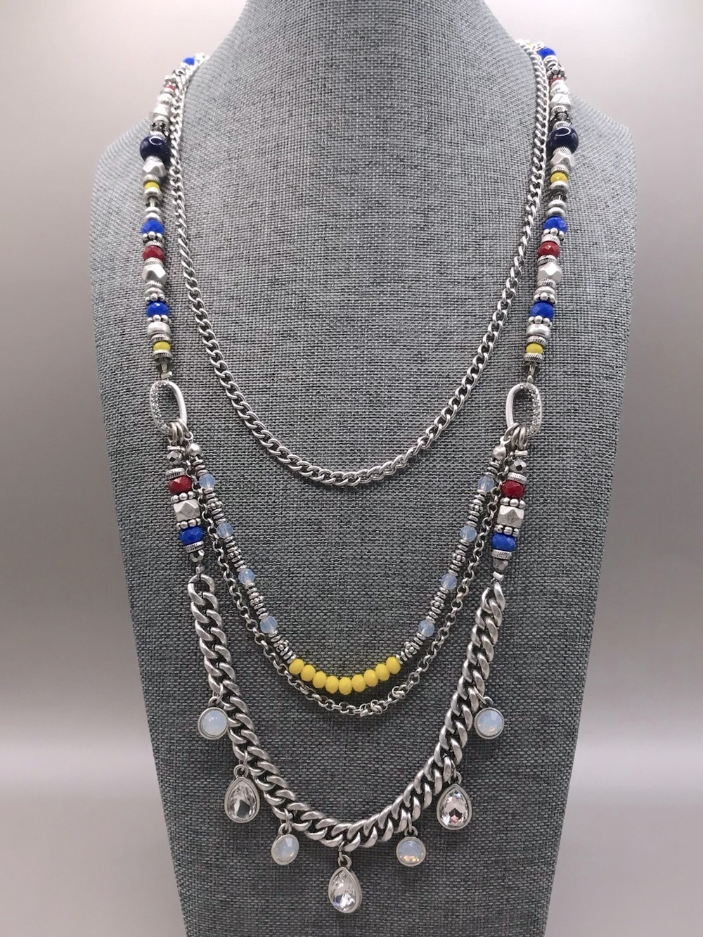 Premier Designs Layered Multicolor Beaded & Silver-Tone Chain Necklace